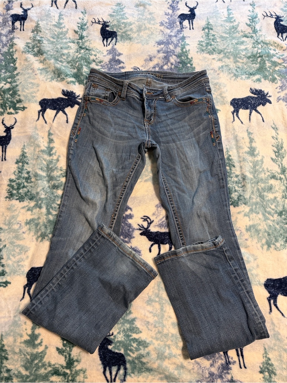Grace in LA Women's Medium Blue Bootcut Jeans with Subtle Whiskering